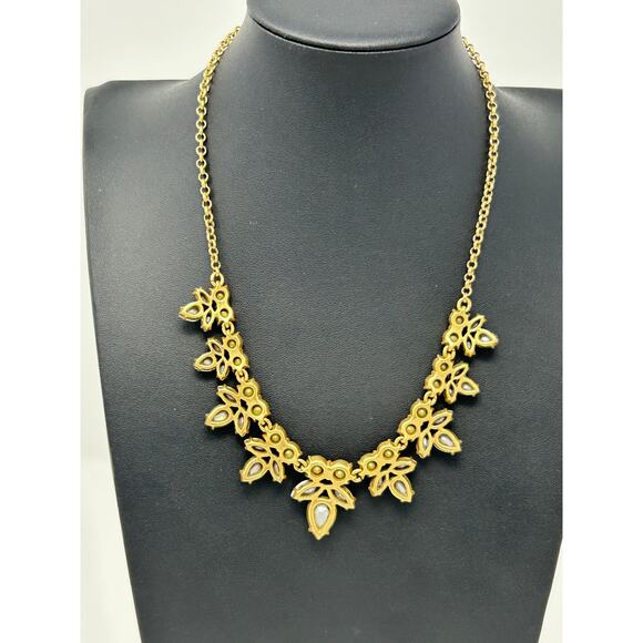 J Crew Gold Tone Statement Necklace with Clear Stones - Picture 7 of 16